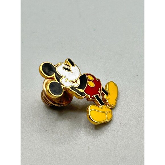Vintage Walt Disney Mickey Mouse Tack Pin Gold Tone Enamel Made in Taiwan - Picture 3 of 6